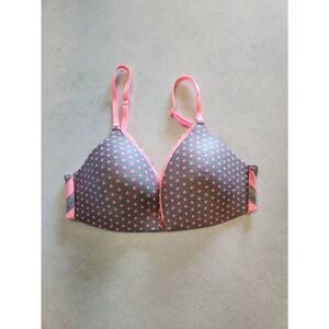 Victoria's Secret size 32C Body by Victoria Padded No Wire Bra Pink Gray Polka D